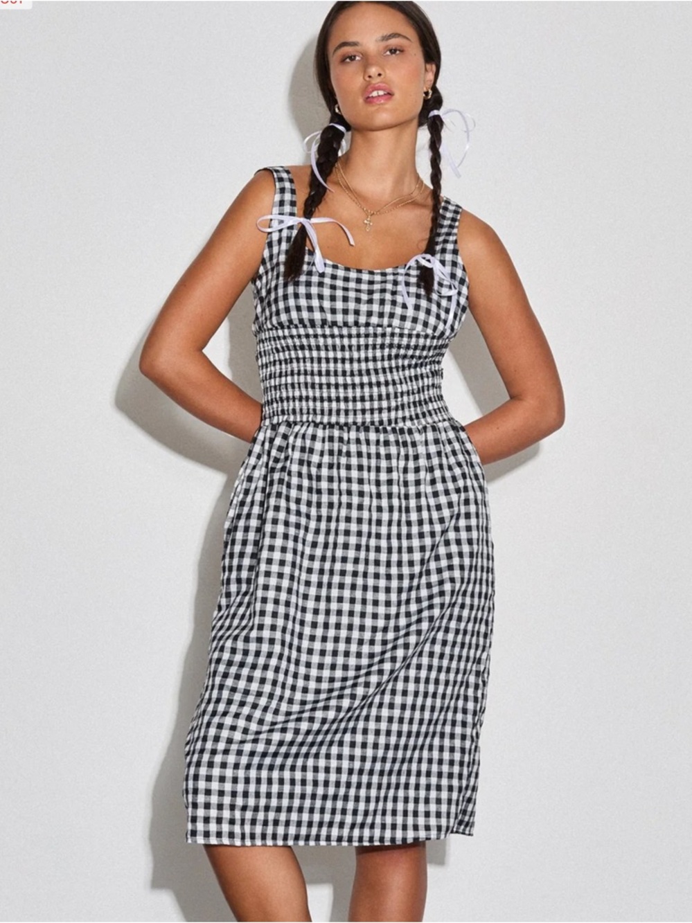 Urban Outfitters Motel Rocks Ambrose Midi Dress Black And White Gingham Size S